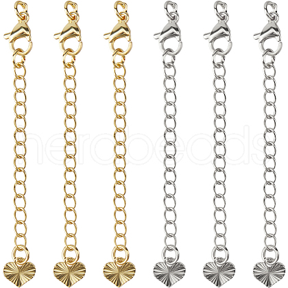 CREATCABIN 20Pcs 2 Colors Long-Lasting Plated Brass Curb Chain Extender KK-CN0003-16-1