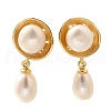 Mother's Day Jewellery Natural Pearl Dangle Ear Studs EJEW-L099-07G-4