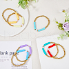FIBLOOM 7Pcs 7 Color Polymer Clay Disc & Acrylic Heart & CCB Beaded Stretch Bracelets Set BJEW-FI0001-61-5