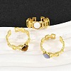 316 Stainless Steel with Natural Mixed Gemstone Cuff Rings RJEW-Z098-01G-12-2