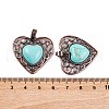 Synthetic Turquoise Peach Love Heart Pendants G-G158-01-04-3