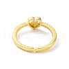 Clear Cubic Zirconia Double Heart Open Cuff Ring RJEW-H127-30G-3