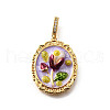 Brass Micro Pave Cubic Zirconia & Enamel Pendants KK-R222-08G-05-1