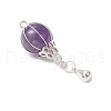 4Pcs 4 Styles Natural Carnelian & Rose Quartz & Green Aventurine & Amethyst Hot Air Balloon Pendants PALLOY-TA00227-4