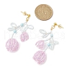 Flower Woven Seed Beads & Natural Magnesite Stud Earrings EJEW-MZ00152-3