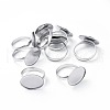 Non-Tarnish Adjustable 304 Stainless Steel Finger Rings Components STAS-E459-79P-1