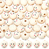 Gorgecraft 60Pcs Printed Natural Wood European Beads WOOD-GF0002-19B-1