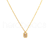 Classic Rectangle 925 Sterling Silver Clear Cubic Zirconia Pendant Cable Chain Necklaces DM1358-1-1