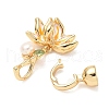 Brass Natural Pearl Enamel Fold Over Clasps KK-U059-31G-02-2