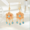 Alloy Cubic Zirconia Flower Tassel Hoop Earrings ZX0085-2-1