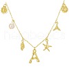 Summer Brass Initial Letter Starfish Shell Shaped Pendant Bib Necklaces for Women FS-WGBCAD2-11-2