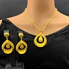Teardrop Alloy Pendant Necklace & Stud Dangle Earring Sets FS-WGC8386-01-4
