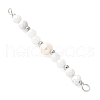 Faceted Round Natural Howlite & Rainbow Moonstone & Potato Natural Cultured Freshwater Pearl Beaded Connector Charms PALLOY-JF03532-04-2