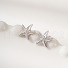 Elegant S925 Sterling Silver Clear Cubic Zirconia Starfish Stud Earrings SG2555-2