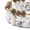 3Pcs 3 Style Natural Wenge Wood & Lava Rock & Synthetic Howlite Stretch Bracelets Set BJEW-JB08508-6