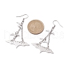 304 Stainless Steel Bat Pendants Dangle Earrings EJEW-TA00452-3