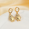 Fashionable Brass Clear Cubic Zirconia Bird with Heart Hoop Earrings PQ1512-2-2