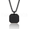 304 Stainless Steel & Black Resin Square Pendant Necklaces for Men FS-WG8D101-07-1