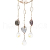 Natural Fluorite Chips Beaded Moon with Tree of Life Hanging Sun Catchers HJEW-M004-12-2