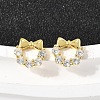 Bowknot 925 Sterling Silver Micro Pave Clear Cubic Zirconia Stud Earrings EJEW-S271-02G-1