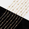 Brass Flat Oval Cable Chains with Round Beaded CHC-YW0001-07-2