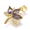 Brass Micro Pave Cubic Zirconia Pendants KK-K401-33G-3