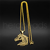 Horse Head 304 Stainless Steel Pendant Necklaces for Men Women NJEW-K283-14G-2