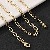Brass Textured Oval Link Chain Necklaces for Women Men NJEW-F337-07G-5