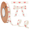 30 Yards Cotton Heart Word Printed Ribbon OCOR-WH0086-87F-1