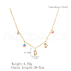 Stainless Steel Colorful Enamel Star Heart Unicorn Pendant Necklaces for Women Daily Wear UE0403-2-2