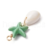 Starfish Dyed Synthetic Turquoise & Natural Cowrie Shell Pendants PALLOY-JF03553-5