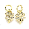 Clover Brass Micro Pave Clear Cubic Zirconia Pendants KK-K300-10G-1