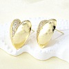 Brass Micro Pave Clear Cubic Zirconia Stud Earrings for Women EJEW-F363-06G-4