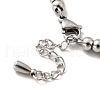 304 Stainless Steel Clover Charm Bracelet with 201 Stainless Steel Round Beads for Women BJEW-B057-15P-3
