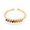 Brass Micro Pave Cubic Zirconia Cuff Rings for Women KK-T070-109-2