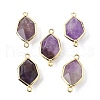 Natural Amethyst Faceted Connector Charms G-H323-05G-02-1
