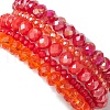 5Pcs 5 Styles Faceted Round Glass Beaded Stretch Bracelet Sets BJEW-JB10423-02-5