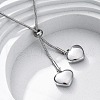 304 Stainless Steel Heart Round Snake Chain Slider Lariat Necklaces NJEW-R026-26P-2
