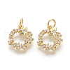 Brass Micro Pave Cubic Zirconia Charms KK-F774-09G-NR-1