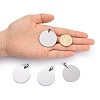 Tarnish Resistant DIY Materials 201 Stainless Steel Flat Round Hand Stamping Blank Tag Pendants STAS-O044-125-5