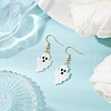 Halloween Theme Ghost Handmade Glass Seed Beaded Dangle Earrings EJEW-MZ00478-1