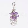 Natural Amethyst Chips Pendants HJEW-JM00260-05-1