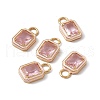 Pink Glass Rectangle Pendants KK-I696-10G-4