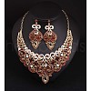Alloy Rhinestone Bib Necklaces & Dangle Earrrings Sets for Women WG32480-03-1