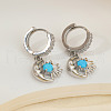 Brass Clear Cubic Zirconia Moon with Sun Hoop Earrings OC2532-1