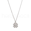 Clover Brass Micro Pave Cubic Zirconia Charms Pendant Necklaces NJEW-JN04958-02-1