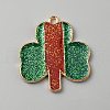 Saint Patrick's Day Glitter Alloy Enamel Pendants ENAM-CJC0003-58A-KCG-1