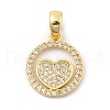 Rack Plating Leaf Brass Clear Cubic Zirconia Pendants KK-S407-12G-1