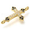 Brass Pave Black & Clear Cubic Zirconia Connector Charms KK-M101-02D-G01-2