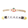 2Pcs 2 Styles Teachers' Day Handmade Polymer Clay Heishi Beaded Bracelet & Brass Spacer Beads Bracelet Set BJEW-TA00623-2